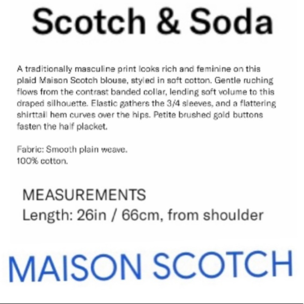 Masion Scotch  Pretty & Plaid 3/4 Sleeve Top. (M) - Picture 6 of 16